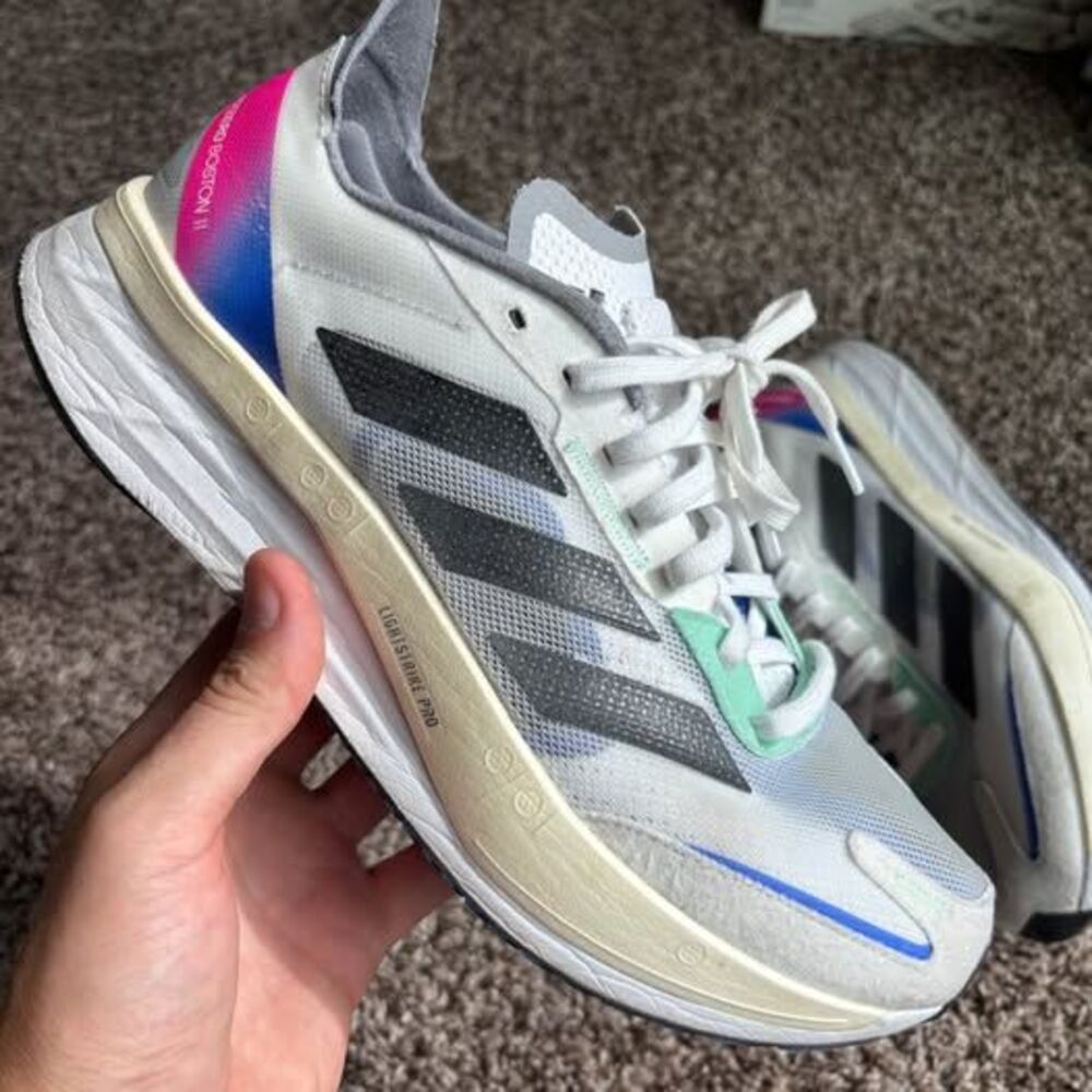 Adidas Adizero Boston 11 Running Shoes White Men's Size 10.5 HQ3693